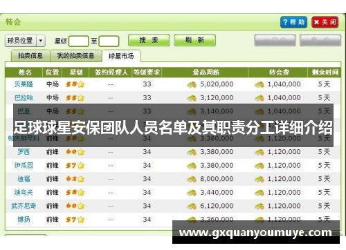 足球球星安保团队人员名单及其职责分工详细介绍
